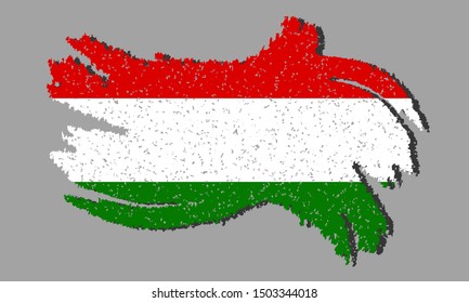 Grunge Hungary flag, Hungary flag with shadow, vector illustration