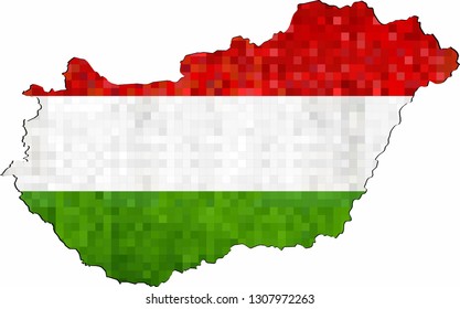 Grunge Hungary map with flag inside - Illustration