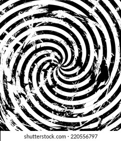 Grunge Hypnosis Spiral Design Pattern , Psychedelic Concept , Twisted Background , Vector illustration .