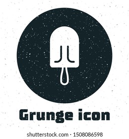 Grunge Ice cream icon isolated on white background. Sweet symbol.  Vector Illustration