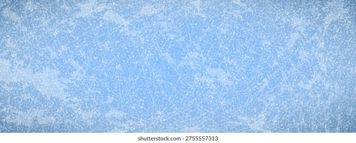 Grunge ice overlay surface is covered with chaotic white skate marks lines background