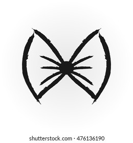 Grunge icon bow drawn a rough brush. Isolated single element.