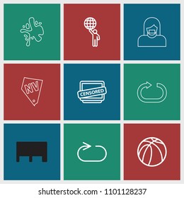 Grunge icon. collection of 9 grunge outline icons such as basketball, censored, reload replay, man holding globe, vegas, splash. editable grunge icons for web and mobile.