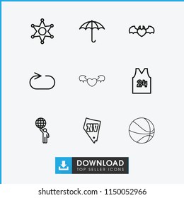 Grunge icon. collection of 9 grunge outline icons such as vegas, keep dry cargo, devil heart with wings, reload replay, sheriff. editable grunge icons for web and mobile.