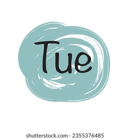 grunge icon day of the week, day of the week Tuesday in a circle drawn with a grunge brush