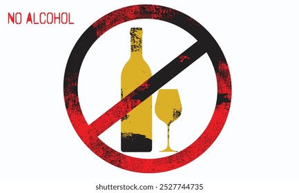 grunge icon No Alkohol, No alcohol vector icon. no alcohol vector signs. Do not drink alcohol in this area. No drink vector illustration..eps8