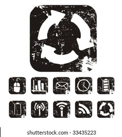 grunge icon on black. set 4