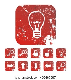 grunge icon on red. set 2