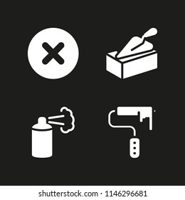 grunge icon set with brick, cancel and paint roller vector icons for web and graphic design