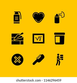 grunge icon set with cancel, grenade and bricks vector icons for web and graphic design