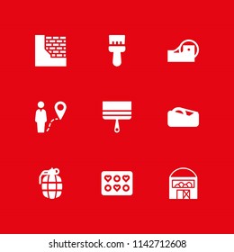 grunge icon set. grenade, paint brush and molded vector icon for graphic design and web