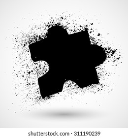 Grunge icon set with image of puzzle piece