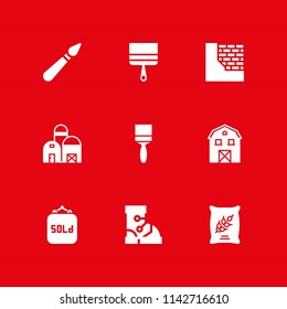 grunge icon set. paint brush, grain and barn vector icon for graphic design and web