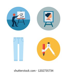 grunge icon set. vector set about jeans, compass and canvas icons set.