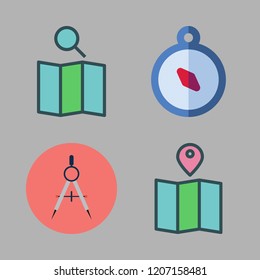 grunge icon set. vector set about map and compass icons set.