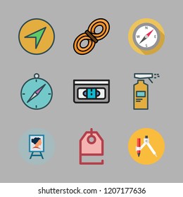 grunge icon set. vector set about canvas, rope, price tag and vhs icons set.