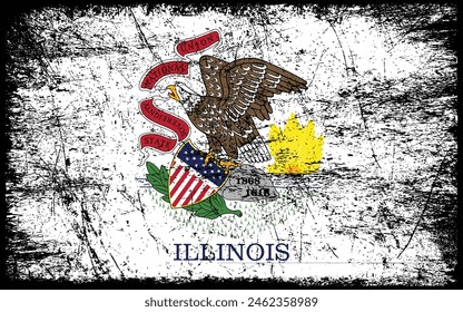 Grunge Illinois flag. Vector flag of Illinois.