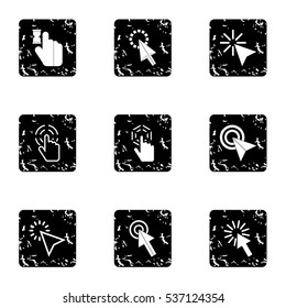 Grunge illustration of 9 arrow vector icons for web