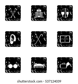 Grunge illustration of 9 disability vector icons for web
