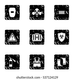 Grunge illustration of 9 repairs vector icons for web