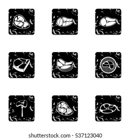 Grunge illustration of 9 veal vector icons for web