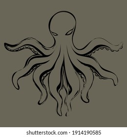 grunge illustration of abstract octopus