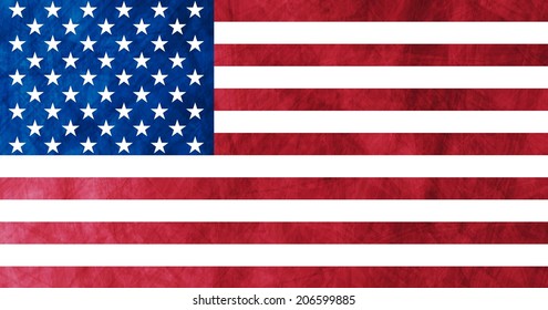 Grunge illustration of American flag. Vector background