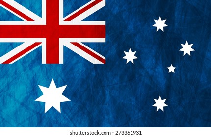 Grunge Illustration Of Australian Flag. Vector Background