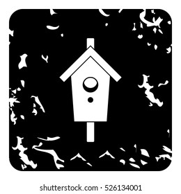 Grunge illustration of bird house vector icon for web