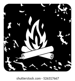 Grunge illustration of campfire vector icon for web