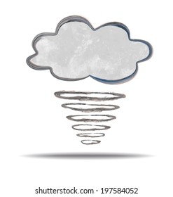 grunge illustration of a cloud and a hurricane