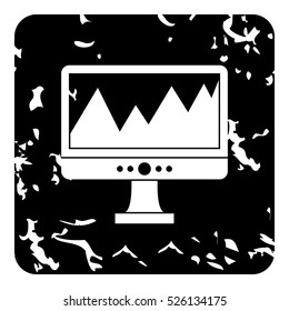 Grunge illustration of computer vector icon for web