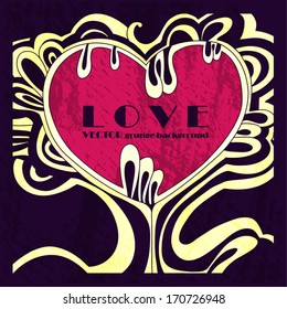 Grunge illustration with heart. Vector background.