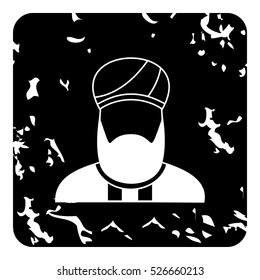 Grunge illustration of imam vector icon for web