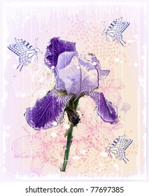 grunge Illustration of  iris flower