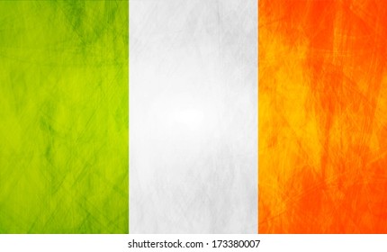Grunge illustration of Irish flag. Vector background
