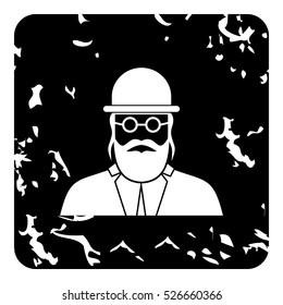 Grunge illustration of jew vector icon for web