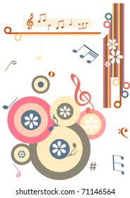 Grunge illustration with music notes