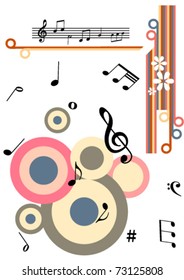 Grunge illustration with music notes