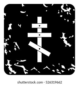 Grunge illustration of orthodox cross vector icon for web