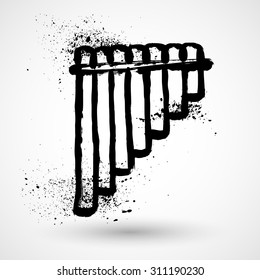 Grunge illustration of pan pipes