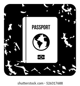 Grunge illustration of passport vector icon for web