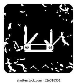 Grunge illustration of pocket knife vector icon for web