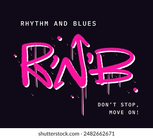 Grunge illustration poster with urban graffiti street art. Concept for r'n'b, rappers. Cool print for graphic tee, streetwear, hoodie. Nostalgia for 1980s, 1990s music style - Vector artwork.