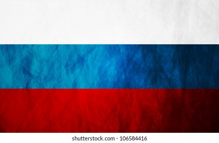 Grunge illustration of Russian flag. Vector background
