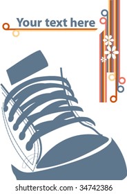 Grunge illustration with sneaker and stripes