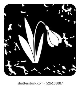 Grunge illustration of snowdrop vector icon for web