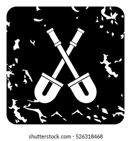 Grunge illustration of two crossed shovels vector icon for web