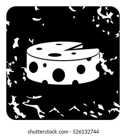 Grunge illustration of wheel of cheese vector icon for web
