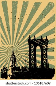Grunge image of new york, poster, vector svg
